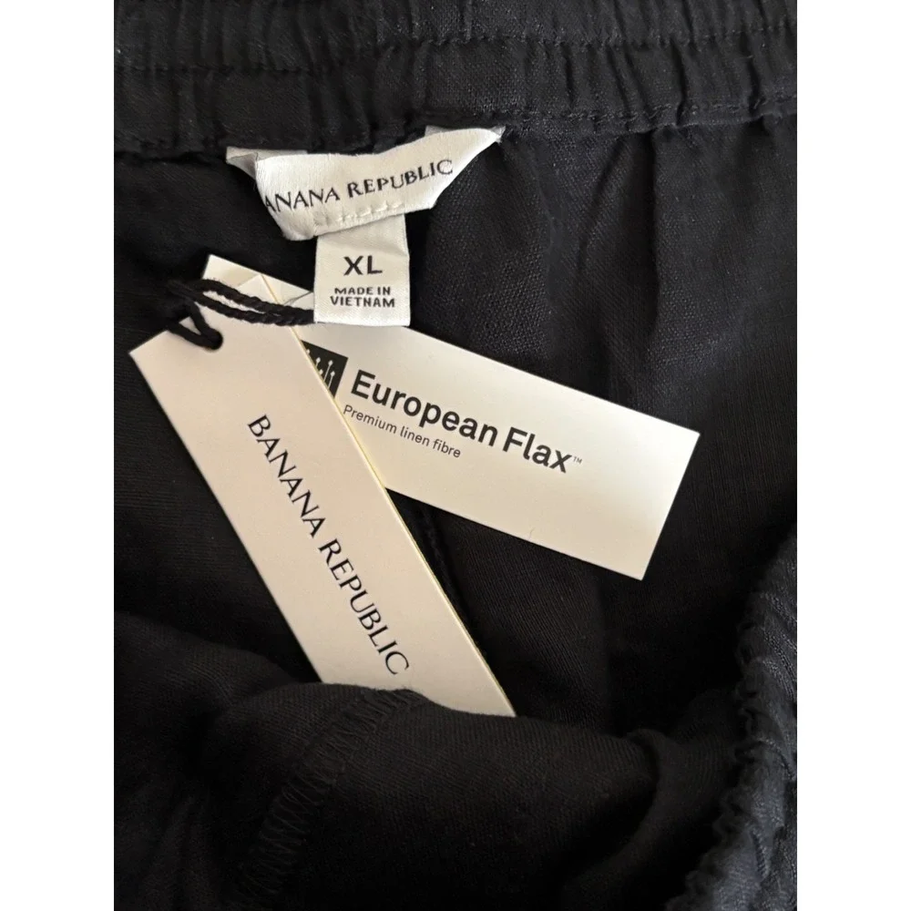 Banana Republic Women's Black Linen Pull On Ankle Pants Size XL 713472